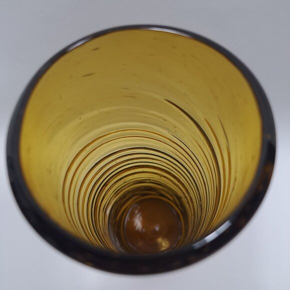 Mexican Hand Blown Amber Swirl Glass Tumbler Vintage Rustic Design Rare - Picture 3 of 10